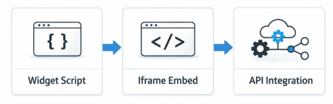 Три способа внедрения: от одной строки кода до полной интеграции через API
